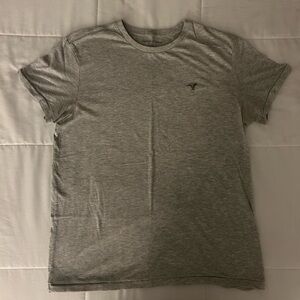 American Eagle Light Grey Crew Neck Embroidered Logo T-Shirt Medium